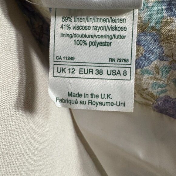 vintage Laura Ashley floral tank dress size US 8 6 blue purple white 90s linen - Picture 4 of 9